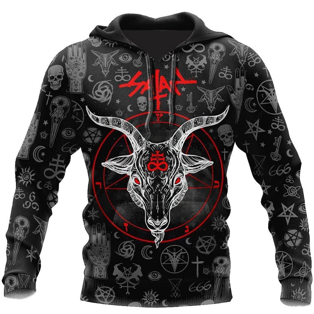 Men's 3D Printed Evil Ram Pattern Hoodies