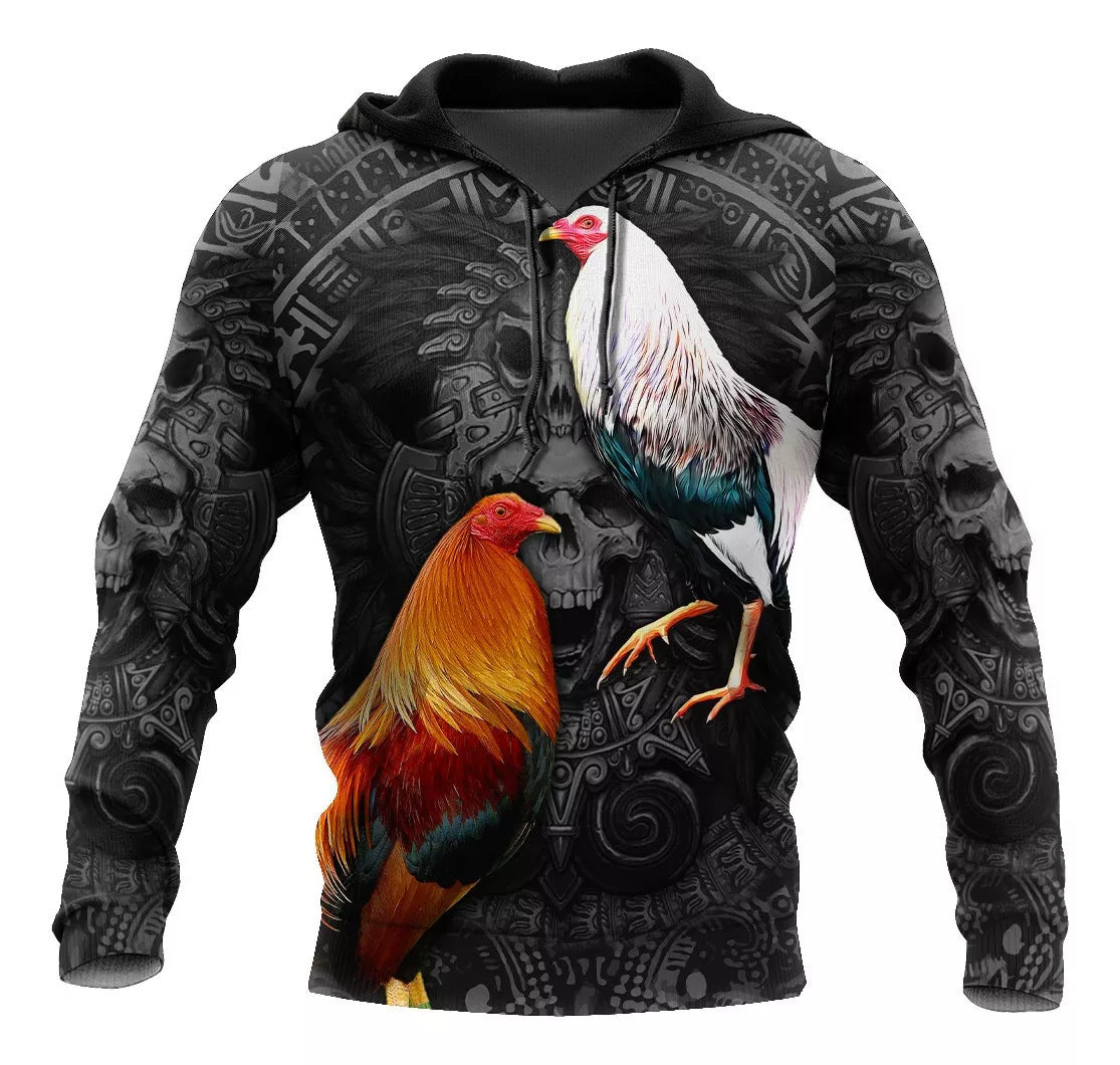 Men's Hooded Sweater 3D Printing Cock Casual Sweatshirt