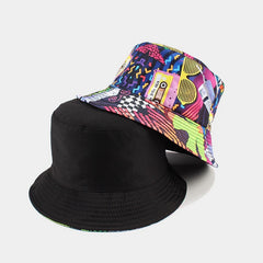 Graffiti Hat Male Nostalgic Classic Tape Pattern Double-sided Basin Hat