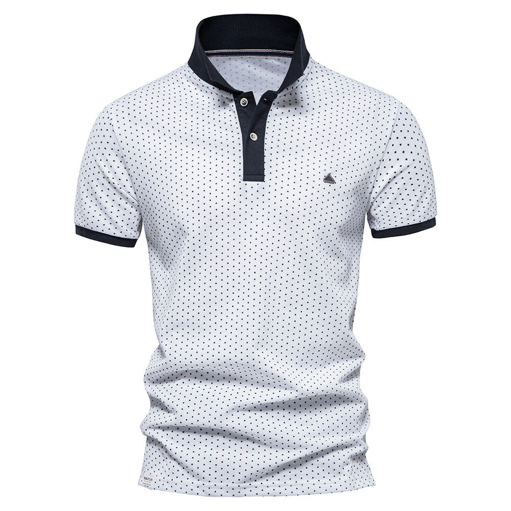 Men's Polka Dot Short Sleeve Polo Shirt