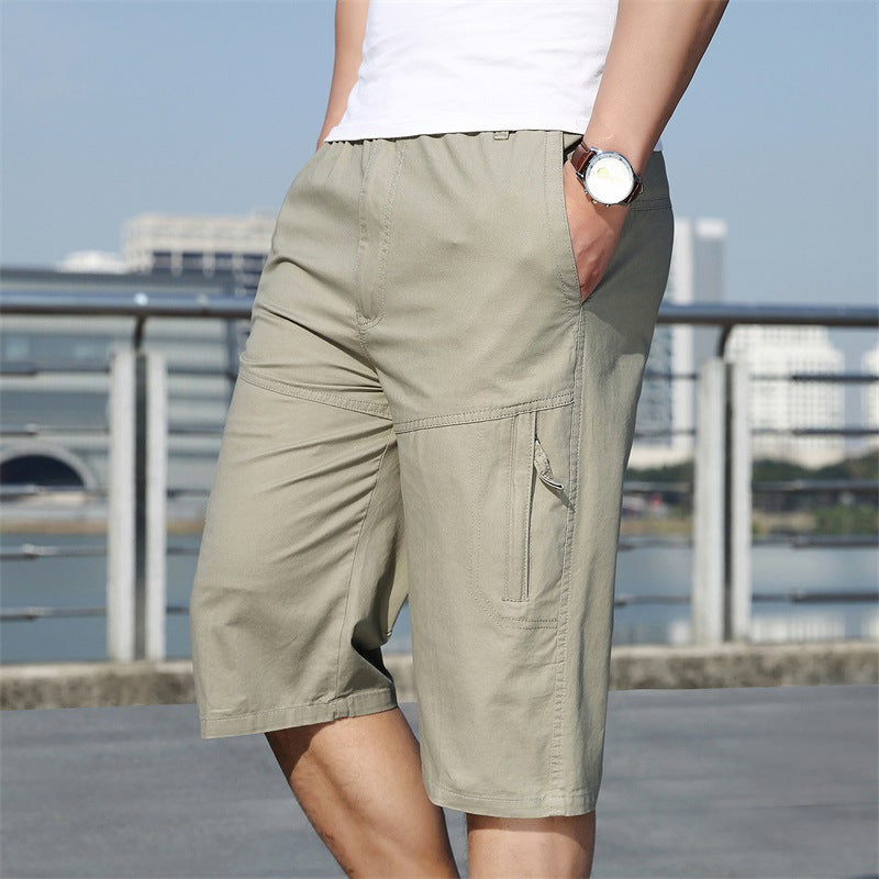 Men's Summer Elastic Pants Plus Size Tooling Pure Cotton Outdoor Casual Sports Shorts