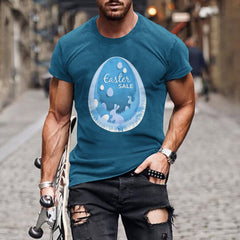 Men's Round Neck Short Sleeve 3D Printed Summer Easter Loose T-shirt