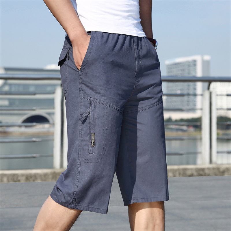 Men's Summer Elastic Pants Plus Size Tooling Pure Cotton Outdoor Casual Sports Shorts