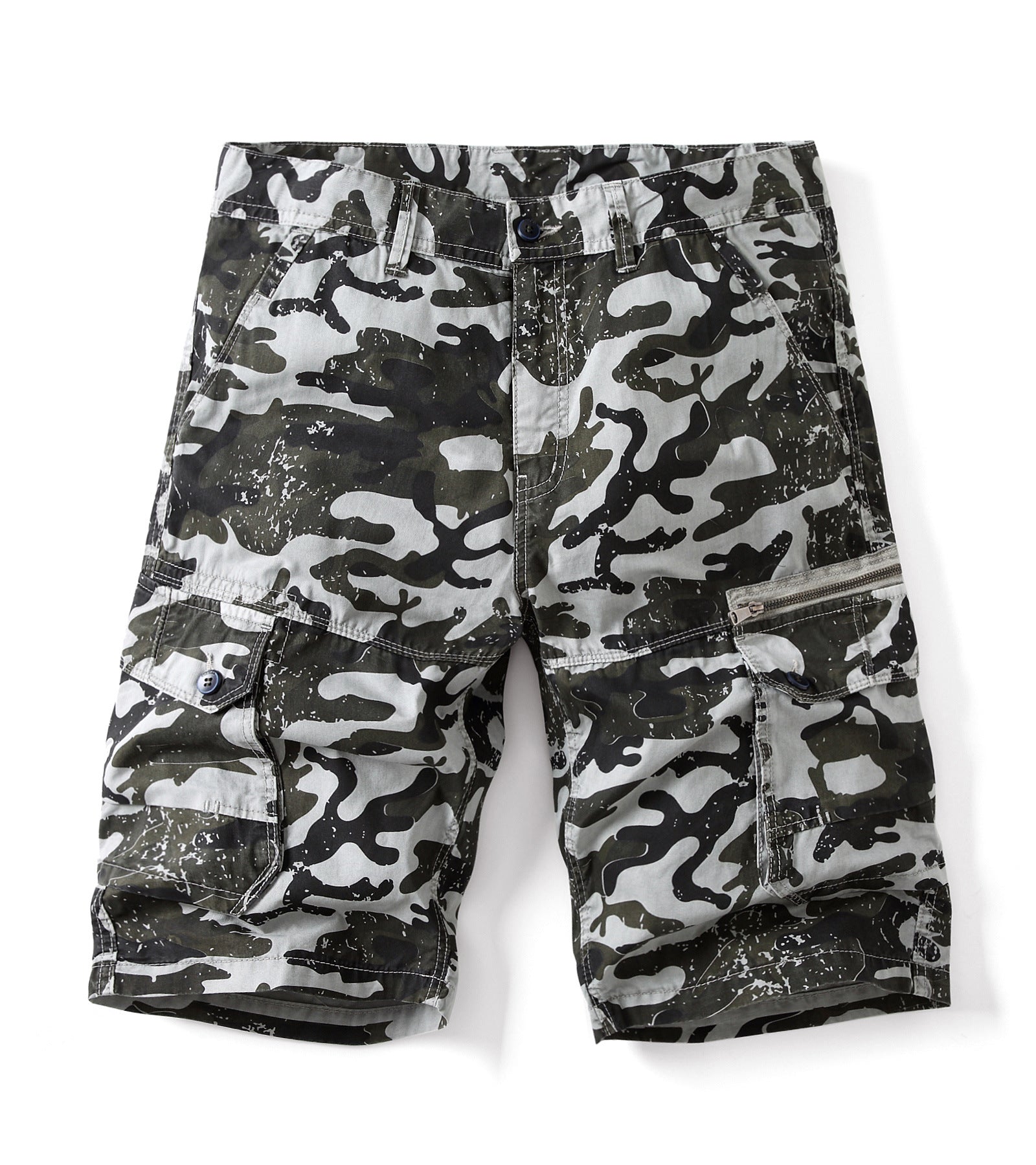 Summer Men's Camouflage Shorts Plus Size US 29-40 Loose Multi-pocket 5-point Pants