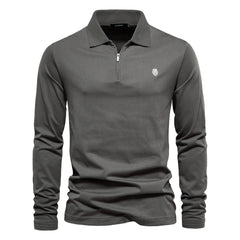 Men's Casual Solid Color Lapel Cotton Polo Shirt