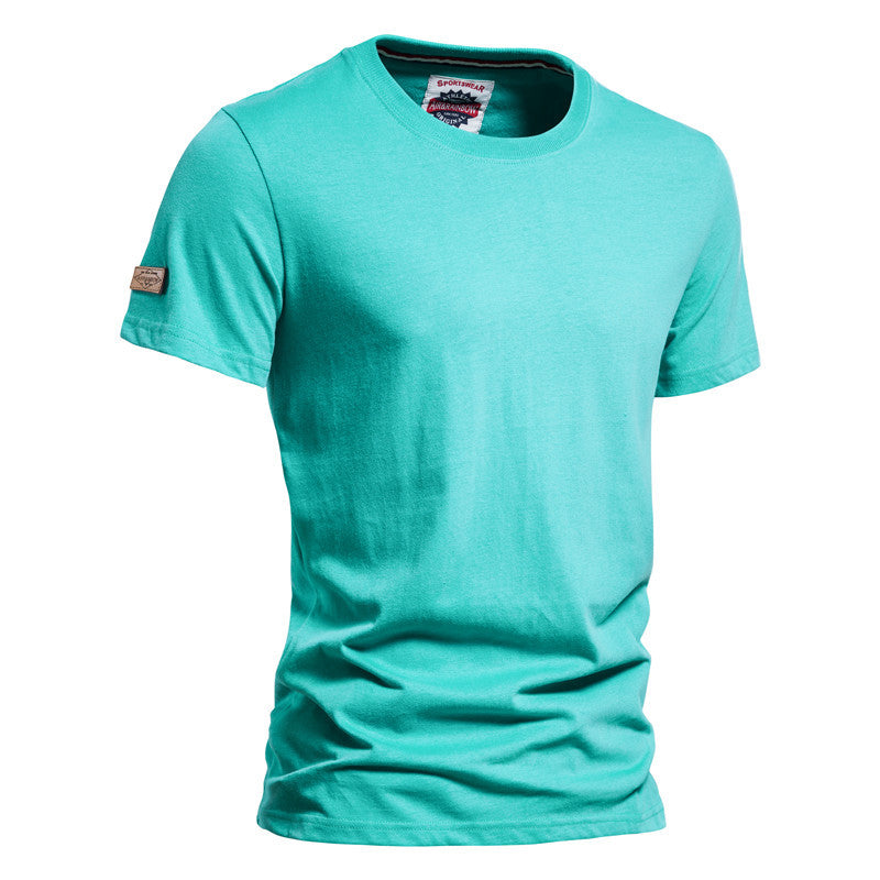 Men's Solid Color Cotton Brushed T-Shirts Casual Short Sleeve Quality Tops