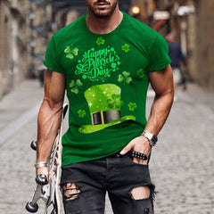 Men's 3D Printed St. Patrick Crew Neck Short Sleeve T-shirt