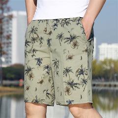 Men's Printed Overalls Shorts Outdoor Casual Five-point Beach Shorts