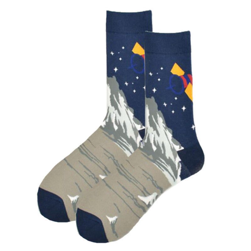 Personality Star Galaxy Universe Planet Tube Hip Hop Cotton Socks