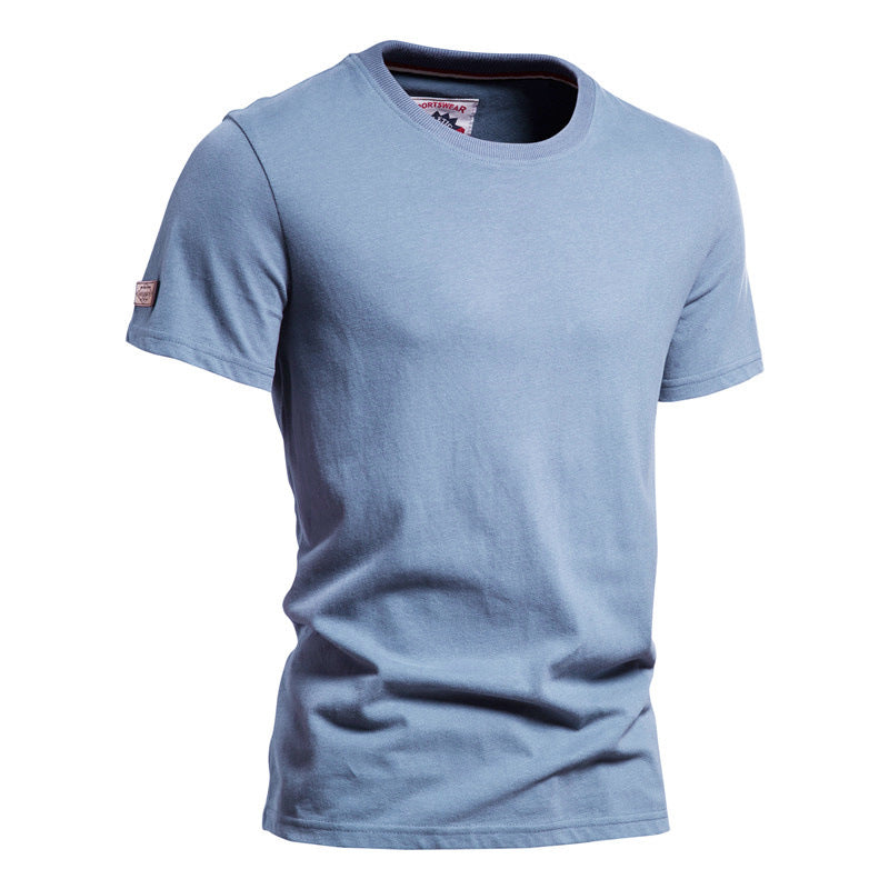 Men's Solid Color Cotton Brushed T-Shirts Casual Short Sleeve Quality Tops