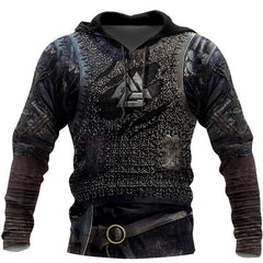 Men's 3D Digital Printing Viking Warrior Hoodies