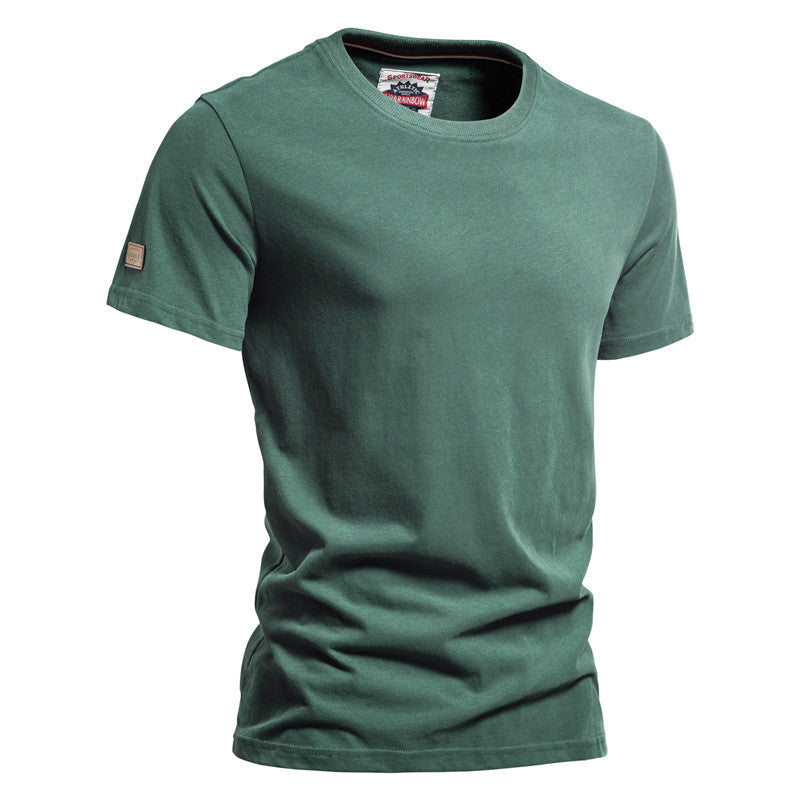 Men's Solid Color Cotton Brushed T-Shirts Casual Short Sleeve Quality Tops