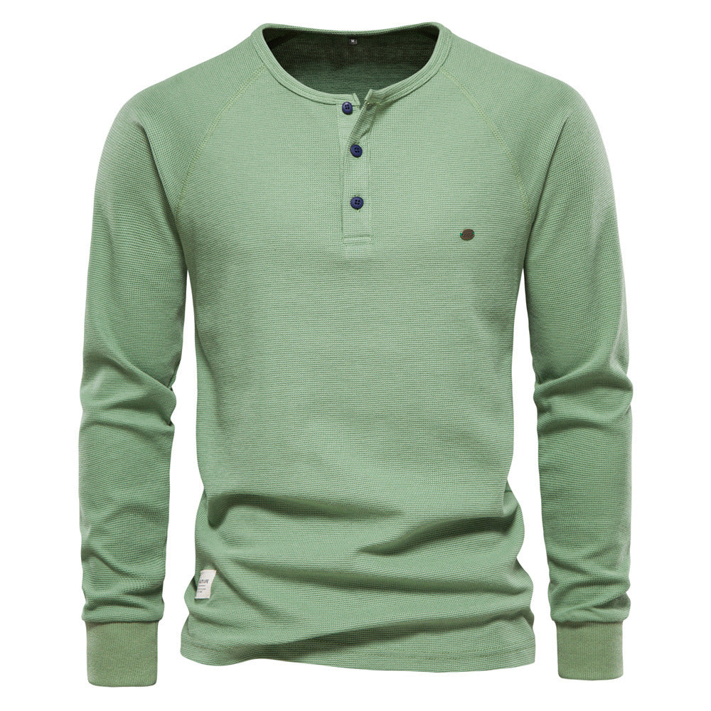 Men's Bottoming Shirt Henley Collar Long Sleeve T-Shirt