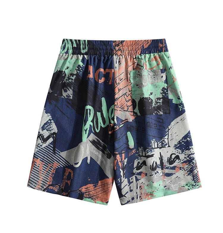 Summer Men's Street Trendy Hawaiian Vacation Casual Printed Shorts