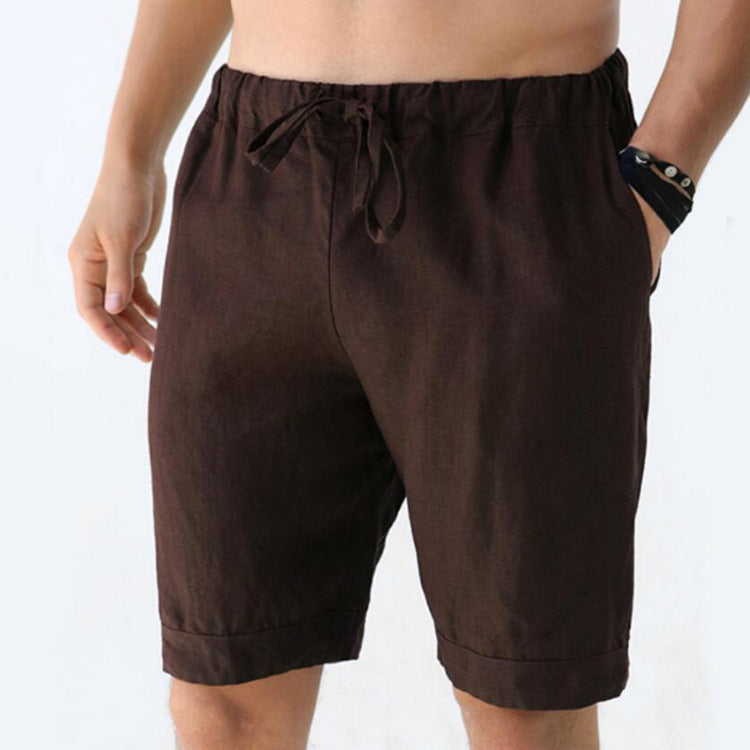 Men's Summer Loose Tie Five-point Pants Solid Color Sports Casual Shorts