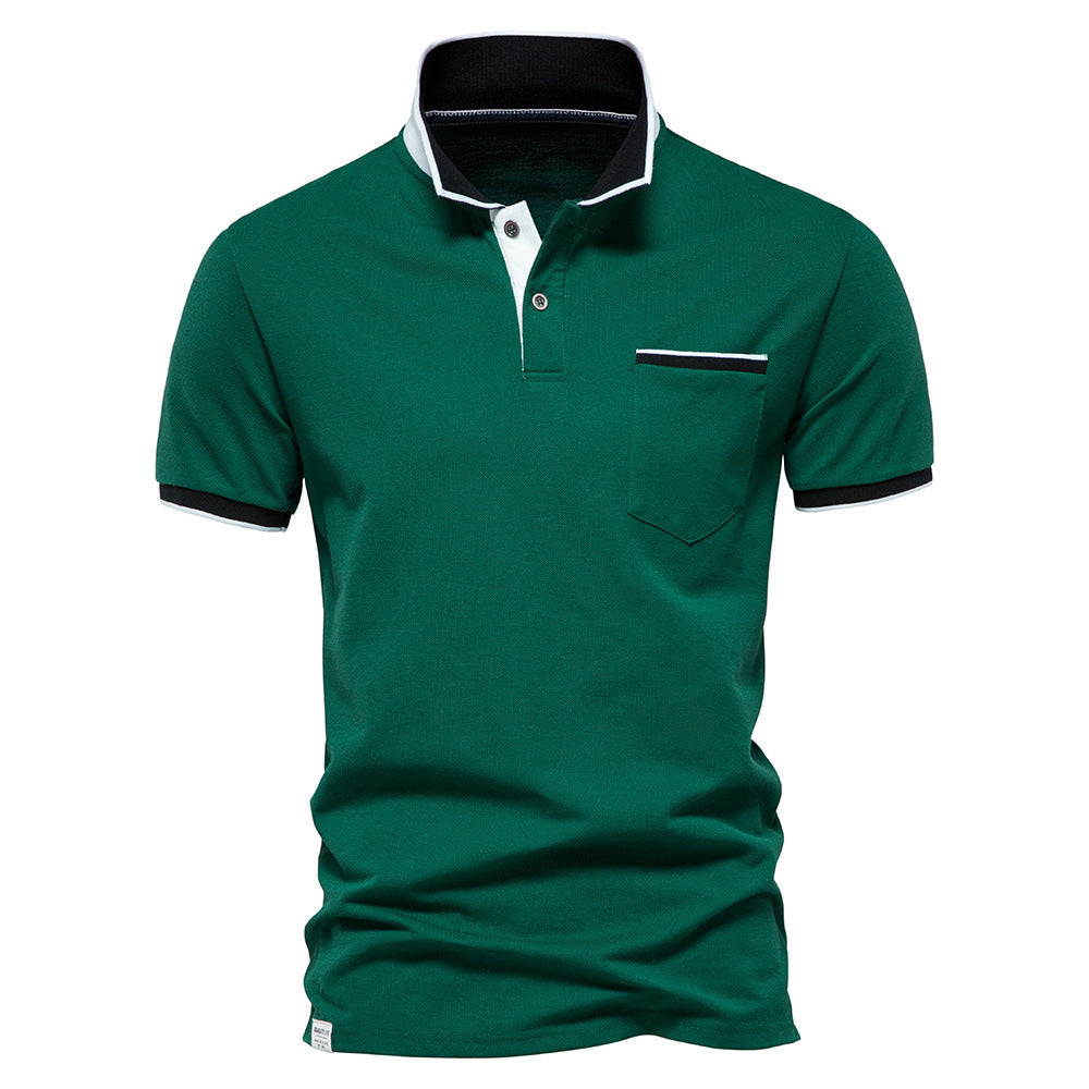 Men's Lapel Breathable Sports Stitching Polo Short Sleeves T Shirt