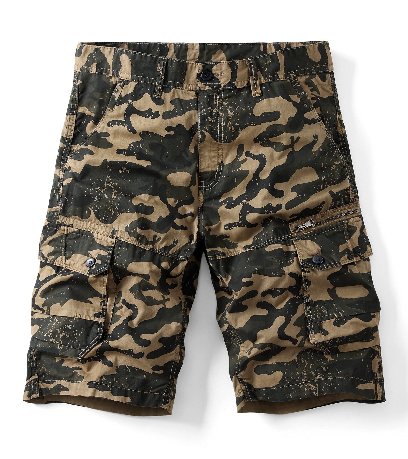 Summer Men's Camouflage Shorts Plus Size US 29-40 Loose Multi-pocket 5-point Pants