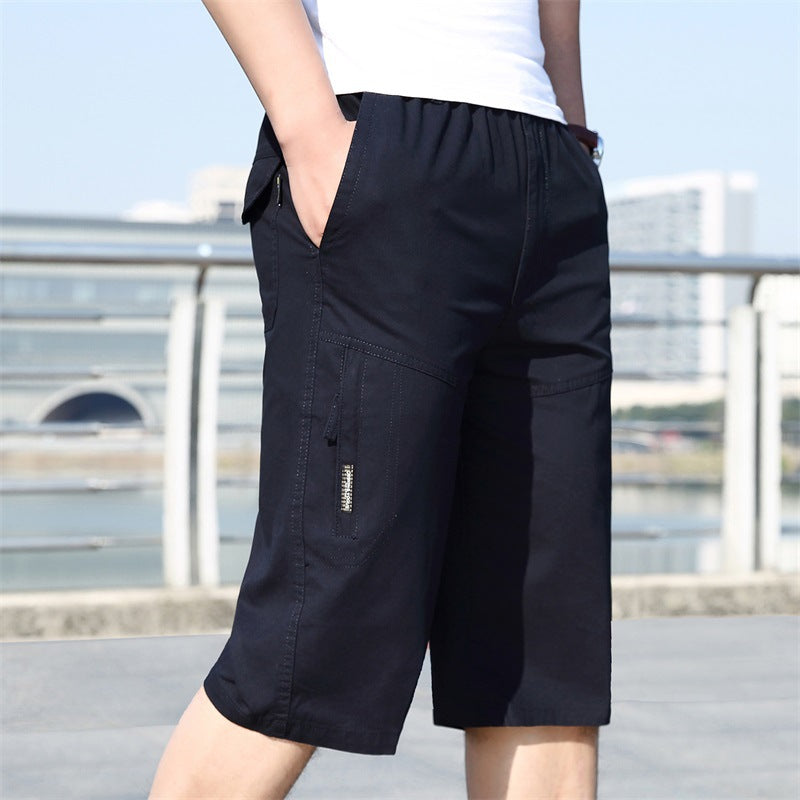 Men's Summer Elastic Pants Plus Size Tooling Pure Cotton Outdoor Casual Sports Shorts