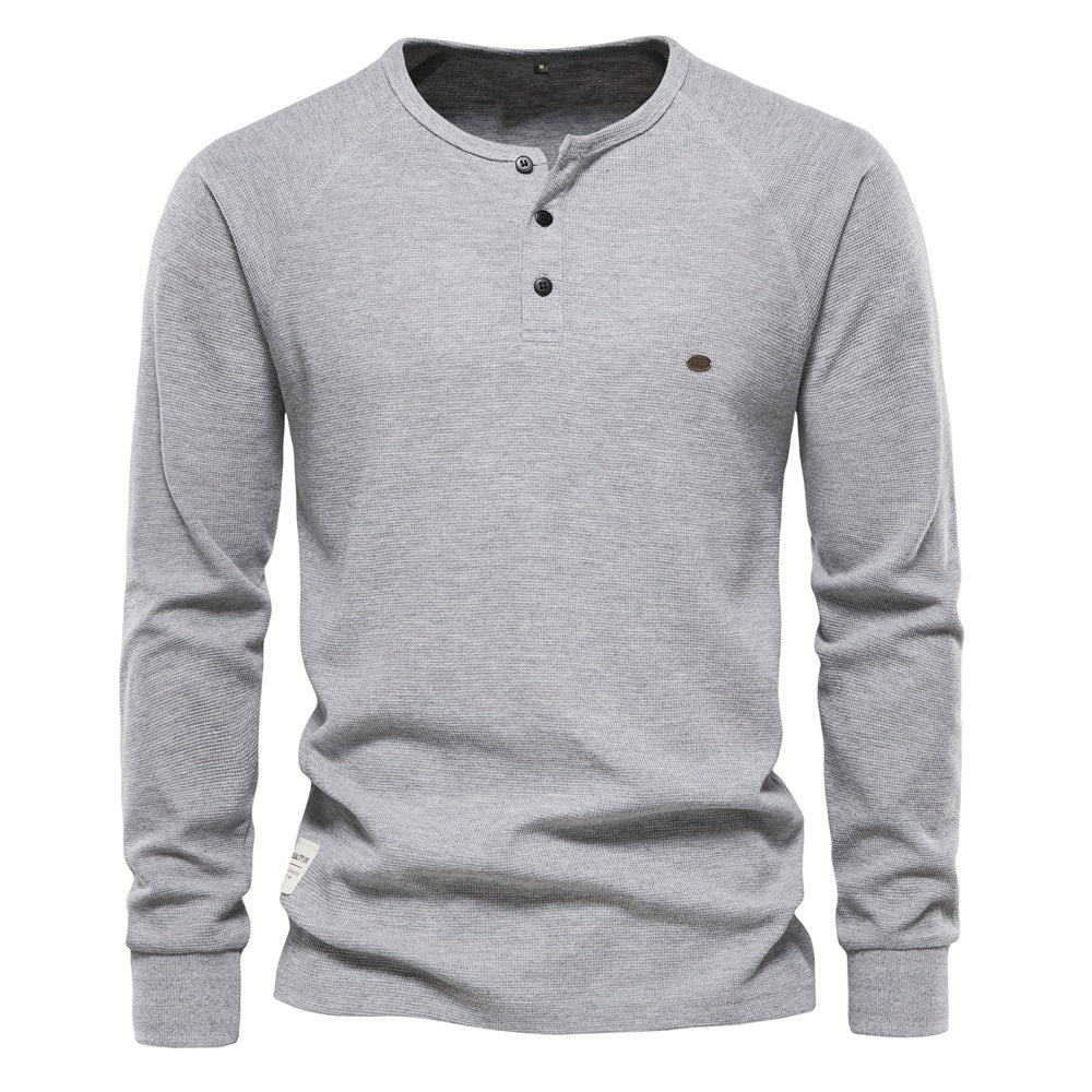 Men's Bottoming Shirt Henley Collar Long Sleeve T-Shirt