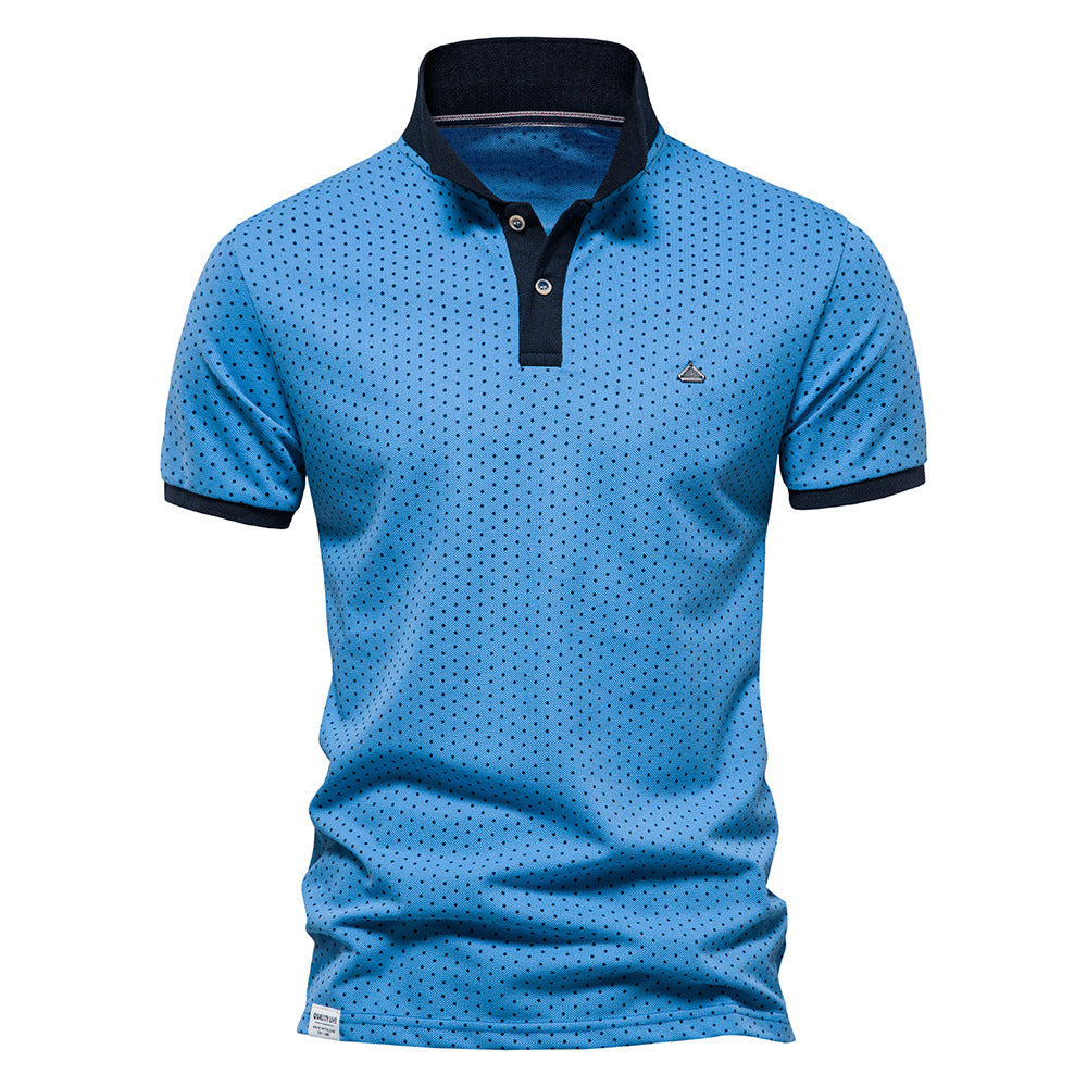 Men's Polka Dot Short Sleeve Polo Shirt