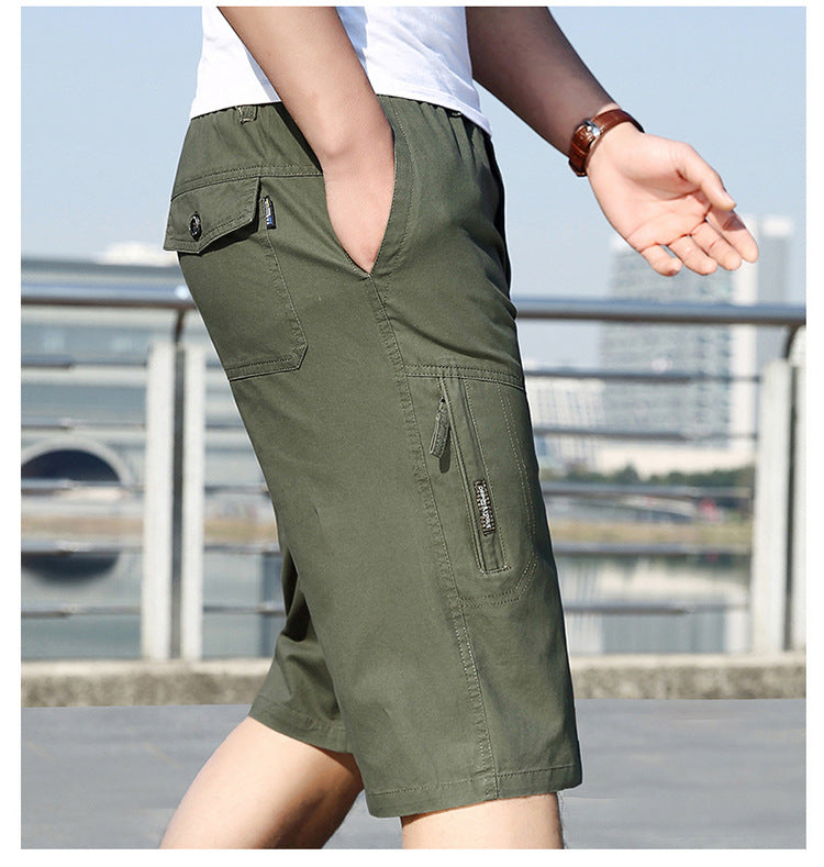 Men's Summer Elastic Pants Plus Size Tooling Pure Cotton Outdoor Casual Sports Shorts