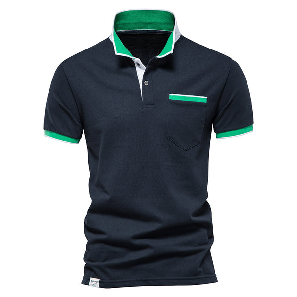Men's Lapel Breathable Sports Stitching Polo Short Sleeves T Shirt
