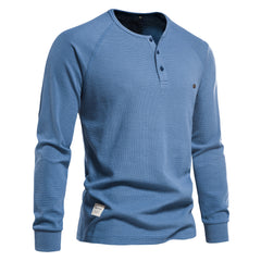 Men's Bottoming Shirt Henley Collar Long Sleeve T-Shirt