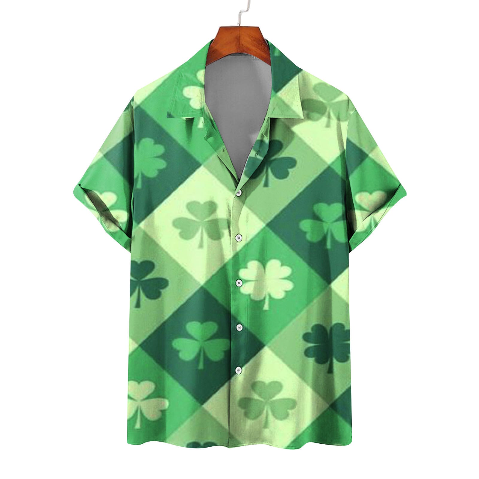 Men's Summer Casual Polo Collar Printed Hawaiian Short Sleeve Shirt