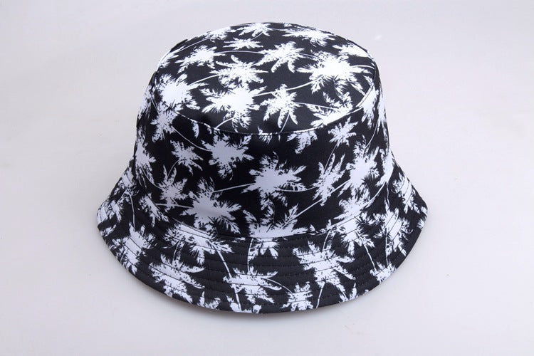 Maple Leaf Bucket Hat Print Coconut Tree Reversible Hat