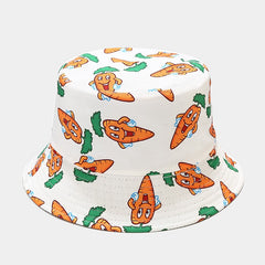 Vegetable Carrot Pattern Bucket Hat Casual Sunshade Hat