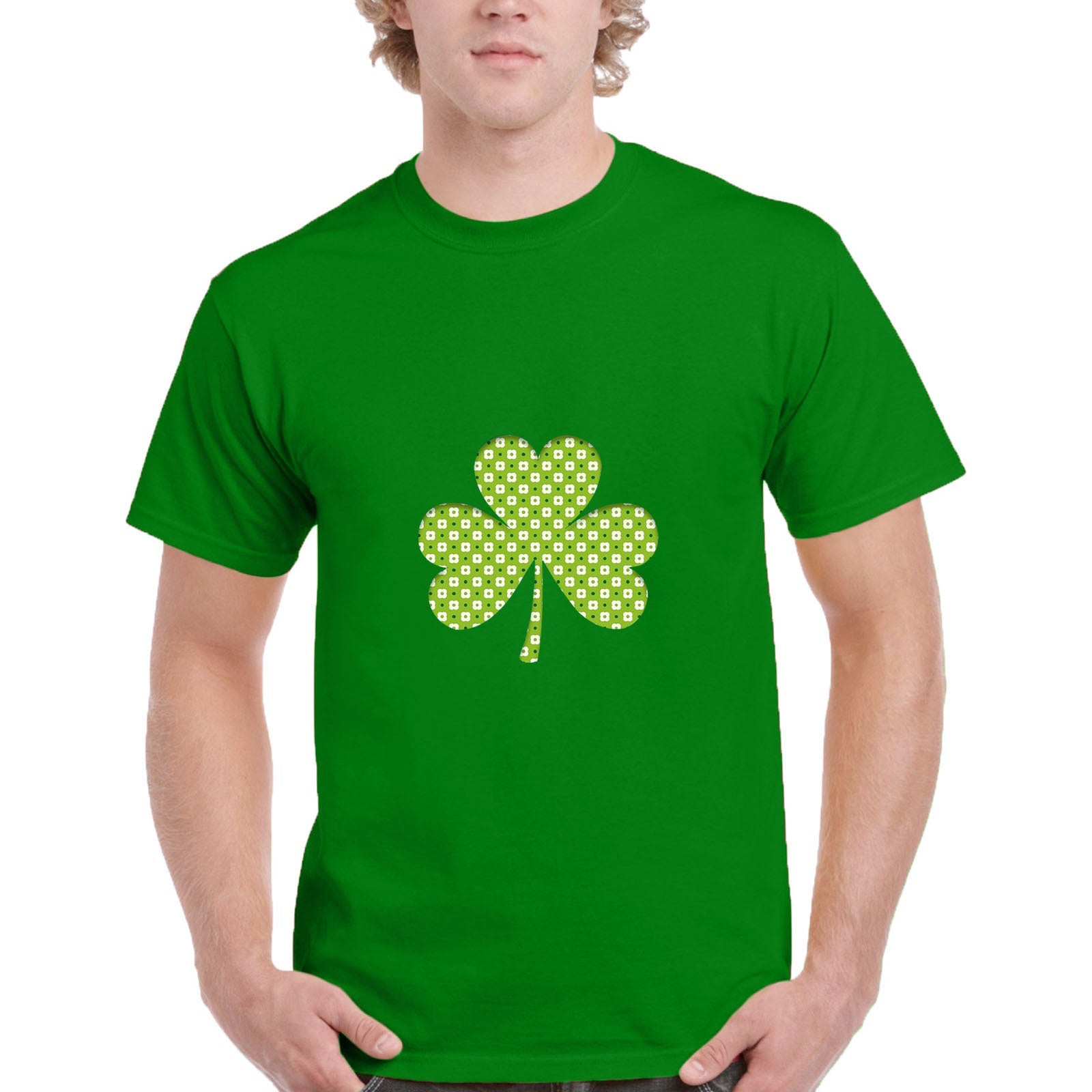 Men's St Patrick's Day Green Printing Short Sleeve Crew Neck T-shirt Top