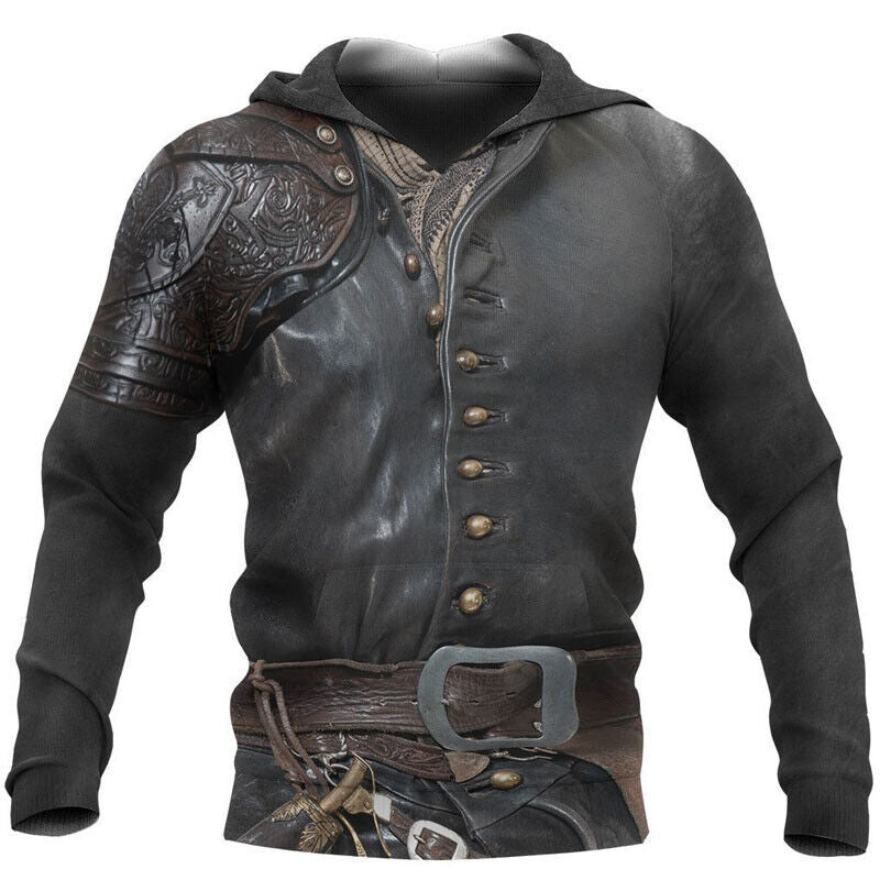 Men's 3D Digital Printing Viking Warrior Hoodies