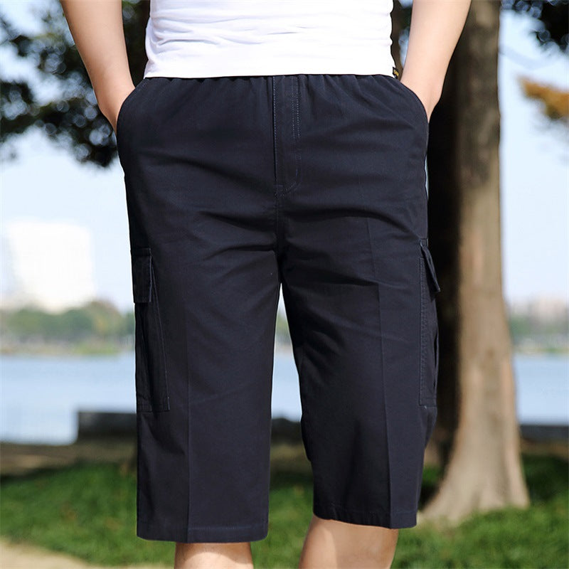 Men's Summer Casual Sports Capri Pants Pure Cotton Outdoor Overalls Shorts