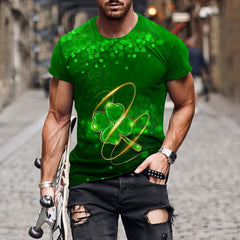 Men's 3D Printed St. Patrick Crew Neck Short Sleeve T-shirt