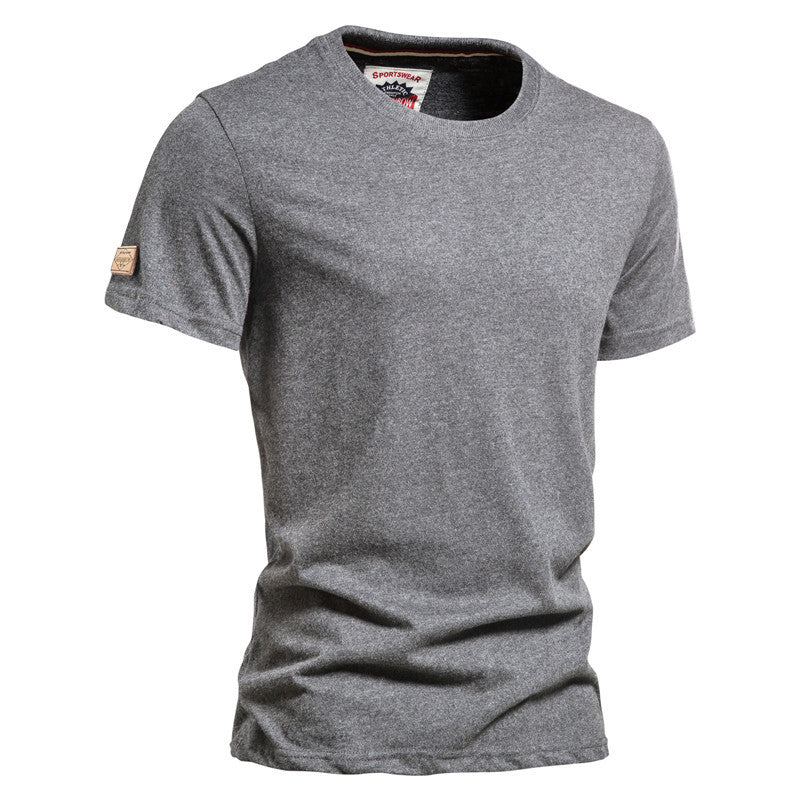 Men's Solid Color Cotton Brushed T-Shirts Casual Short Sleeve Quality Tops