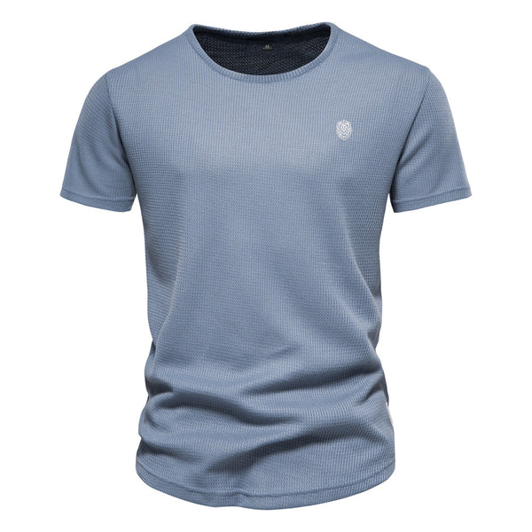 Casual Embroidery Men's Round Neck Solid Color Sports T-shirt