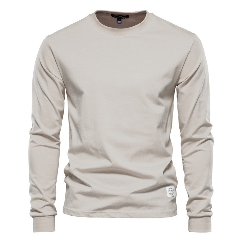 Men's Solid Color Long Sleeve Top Cotton T-Shirt