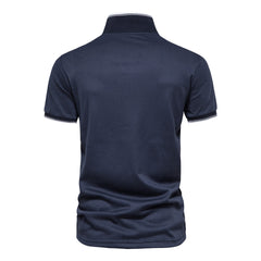 Men Solid Color V-neck POLO Shirt Overalls Short-sleeved Top