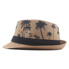 Men's Sir Top Hat Palm print coconut pattern rolled straw hat