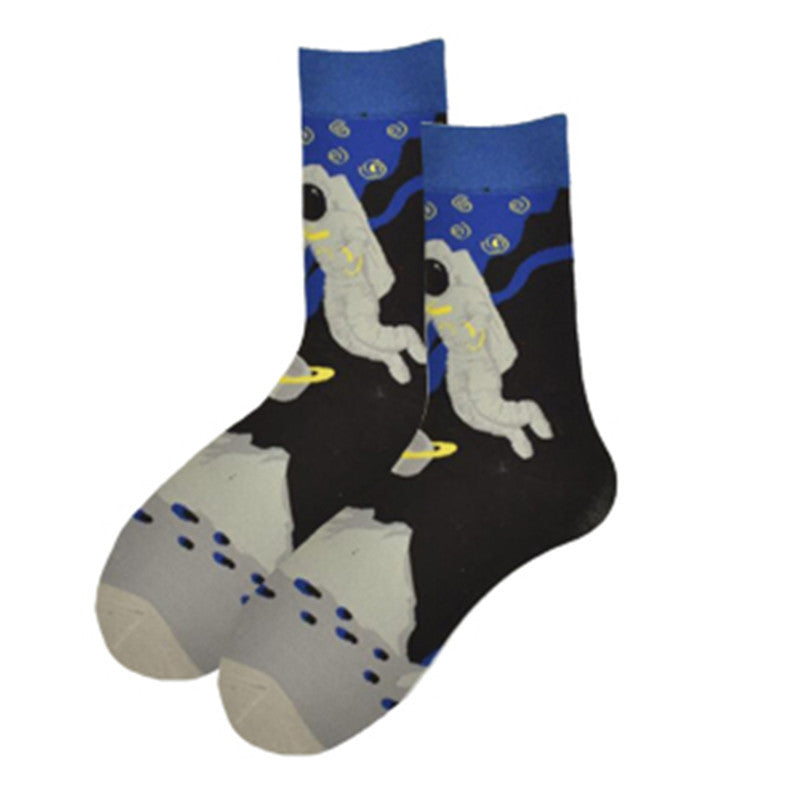 Personality Star Galaxy Universe Planet Tube Hip Hop Cotton Socks