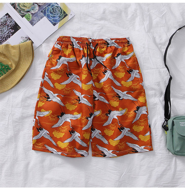 Men's Hawaiian Print Beach Pants Loose Plus Size Shorts