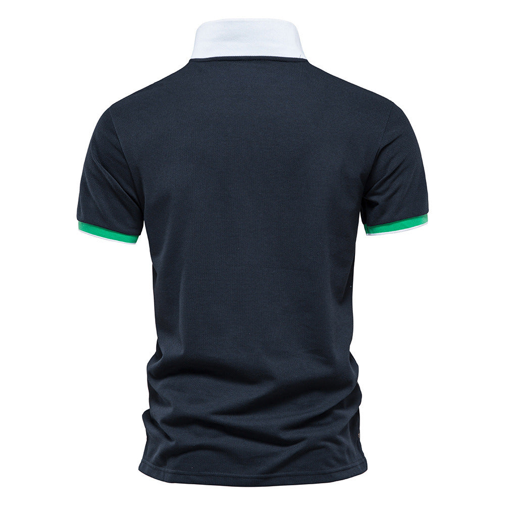 Men's Lapel Breathable Sports Stitching Polo Short Sleeves T Shirt