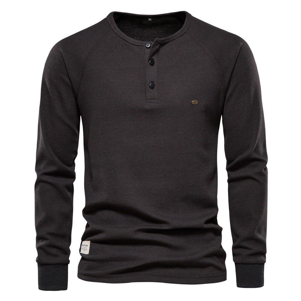 Men's Bottoming Shirt Henley Collar Long Sleeve T-Shirt