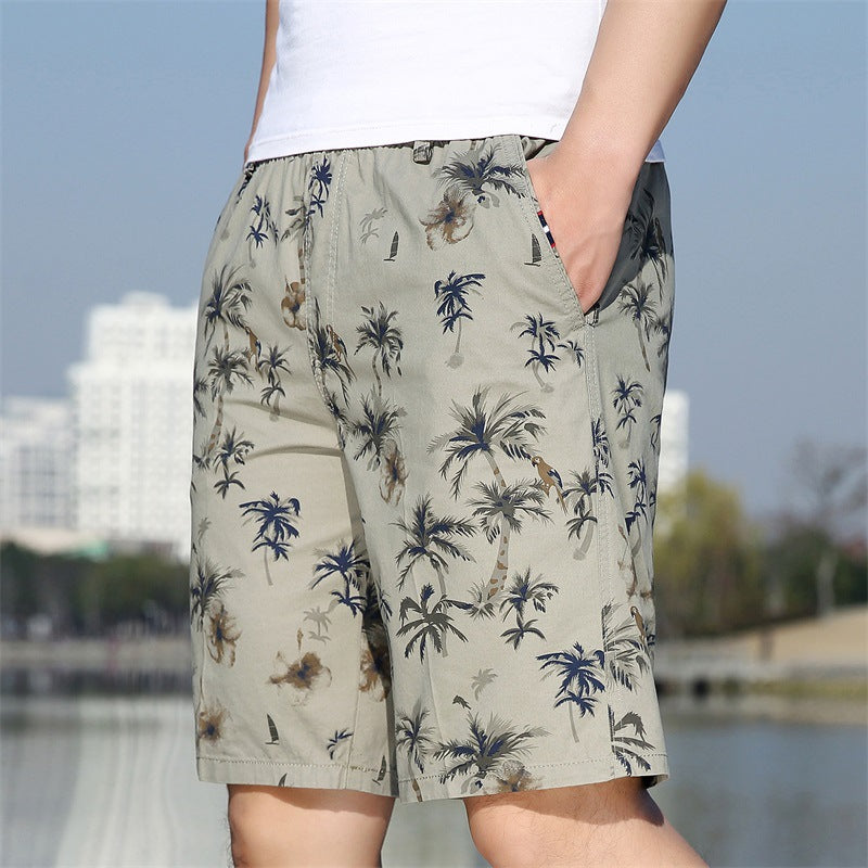 Men's Printed Overalls Shorts Outdoor Casual Five-point Beach Shorts