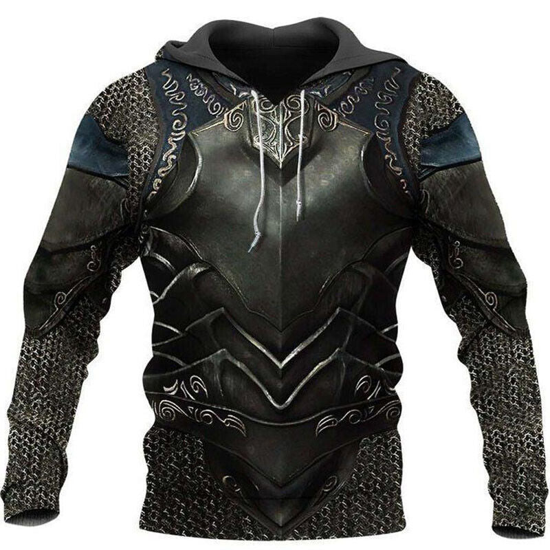 Men's 3D Digital Printing Viking Warrior Hoodies