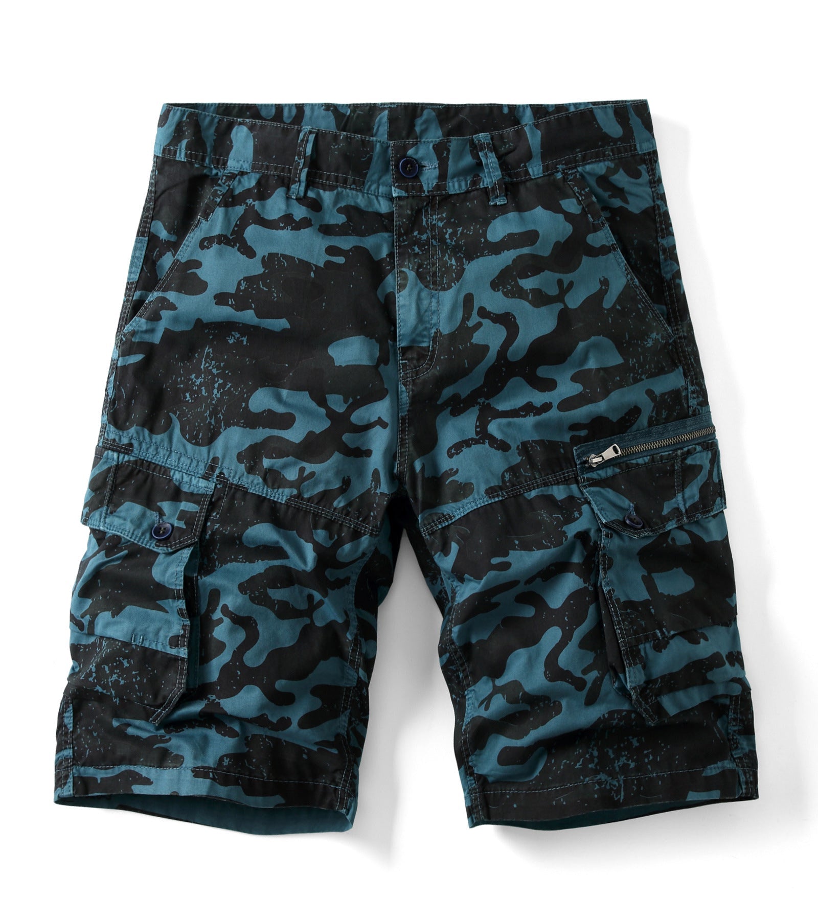 Summer Men's Camouflage Shorts Plus Size US 29-40 Loose Multi-pocket 5-point Pants