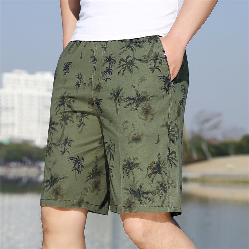 Men's Printed Overalls Shorts Outdoor Casual Five-point Beach Shorts