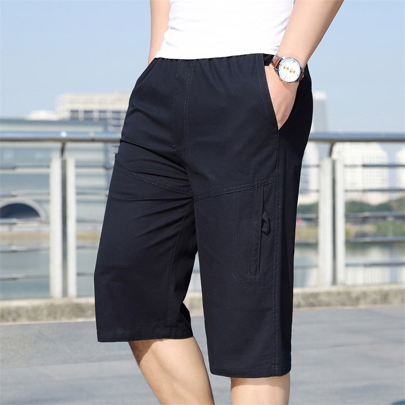 Men's Summer Elastic Pants Plus Size Tooling Pure Cotton Outdoor Casual Sports Shorts