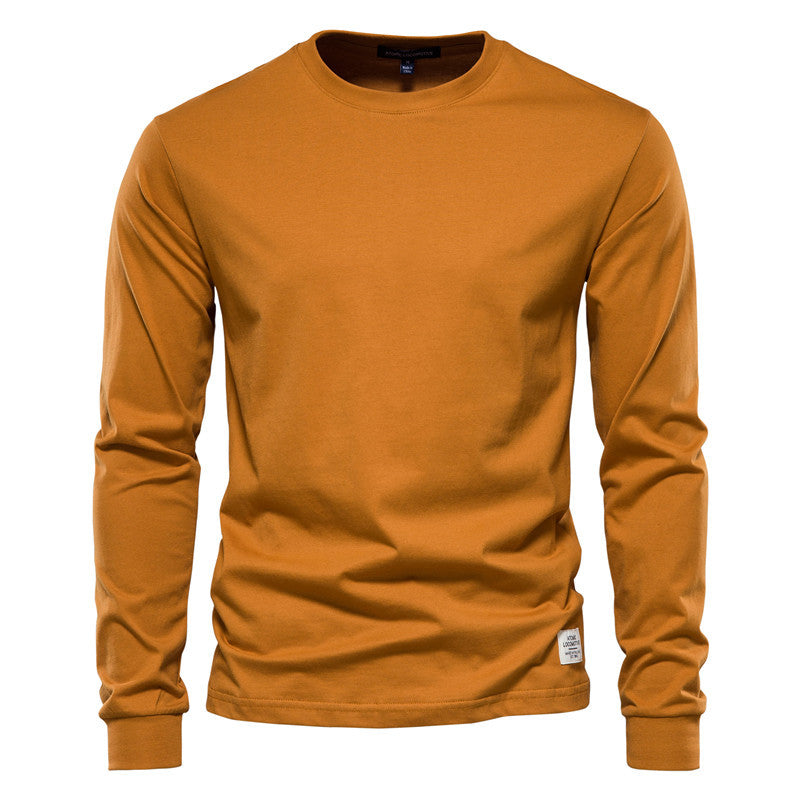 Men's Solid Color Long Sleeve Top Cotton T-Shirt