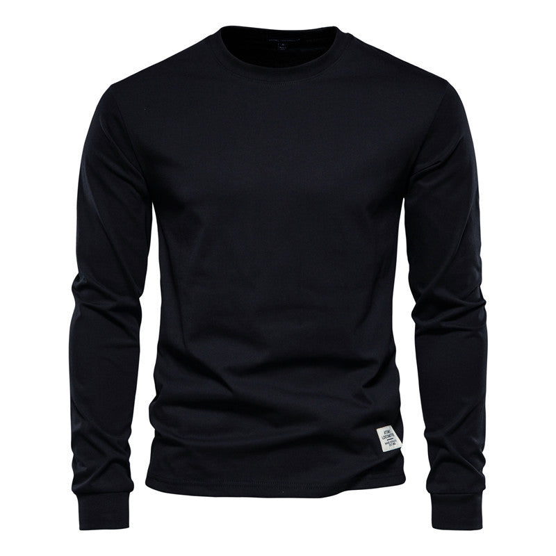 Men's Solid Color Long Sleeve Top Cotton T-Shirt